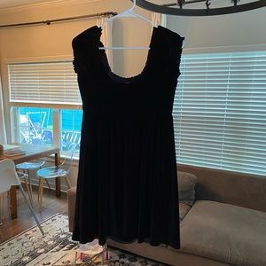Medium Free People Black Velvet Babydoll Mini Dress